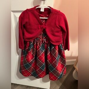 Holiday plaid dress and sweater